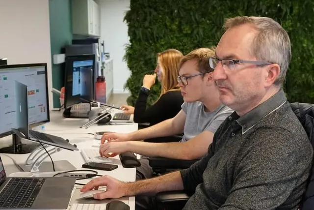The Lead Pronto team reviewing campaigns together
