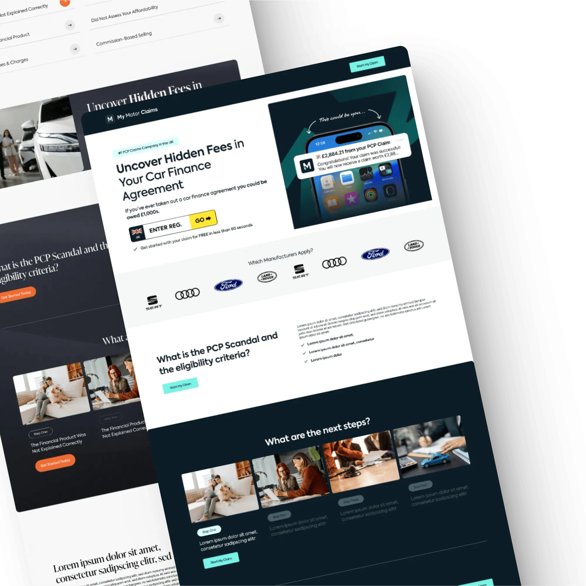 Lead Pronto legal claims landing pages