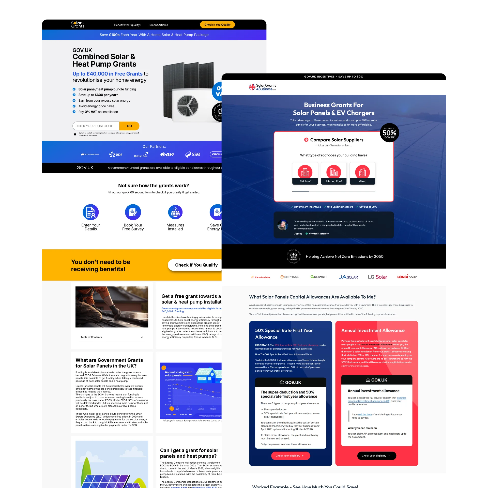 Lead Pronto branded solar grant landing pages