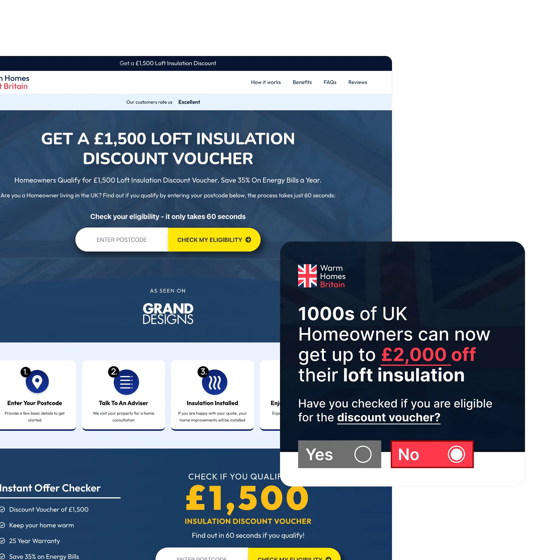 A Lead Pronto insulation landing page on desktop and mobile