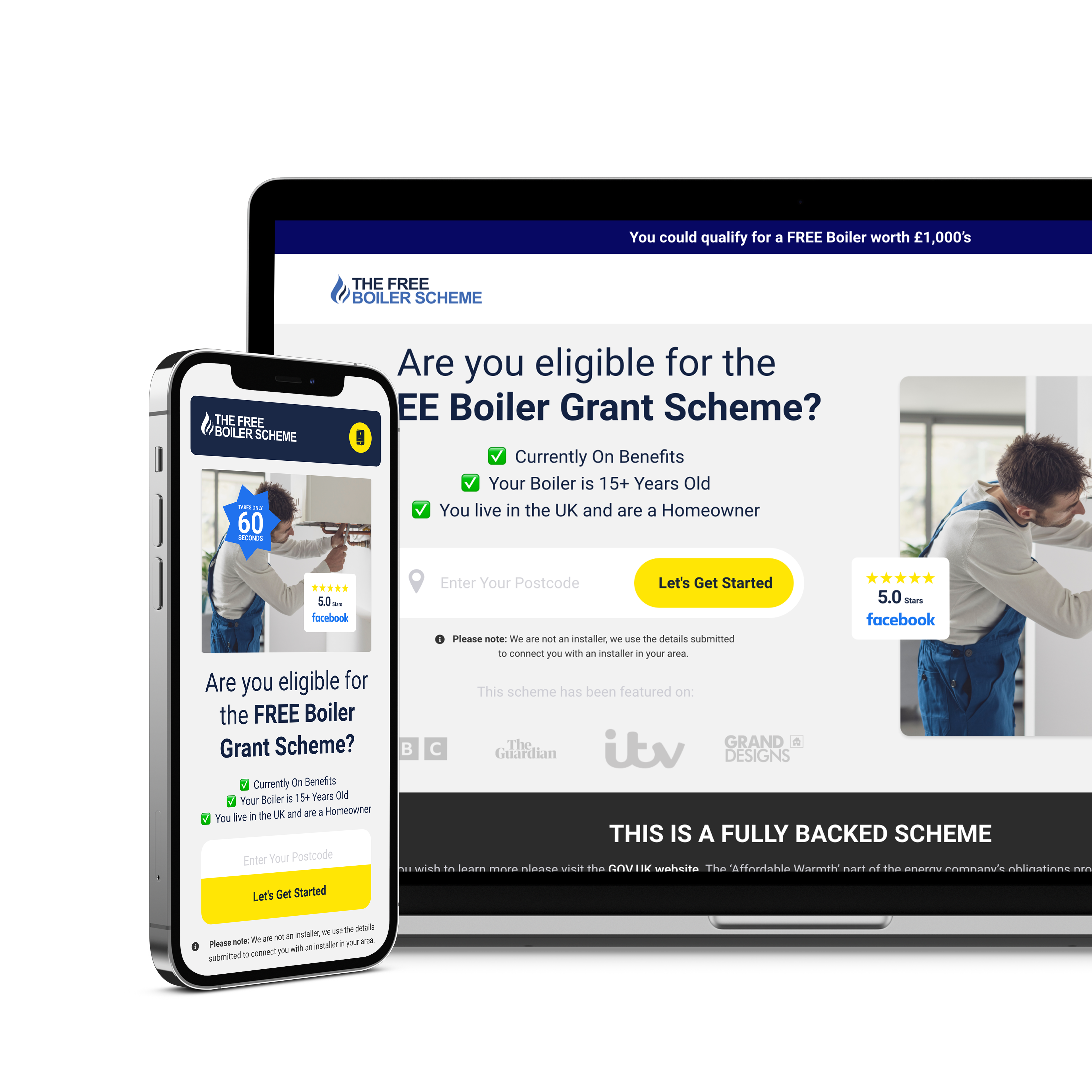 Lead Pronto boiler landing pages