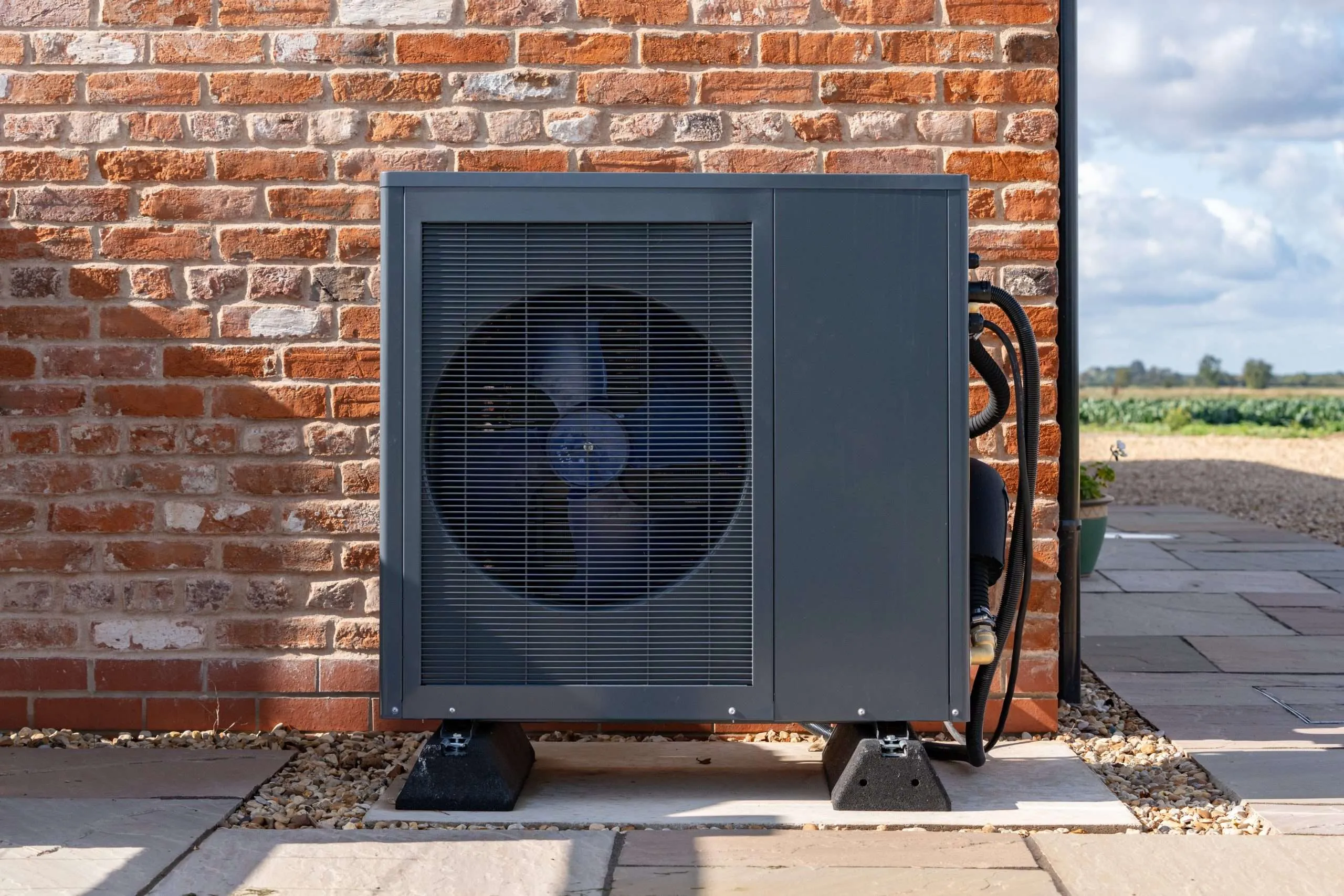 An air source heat pump installed on a UK home
