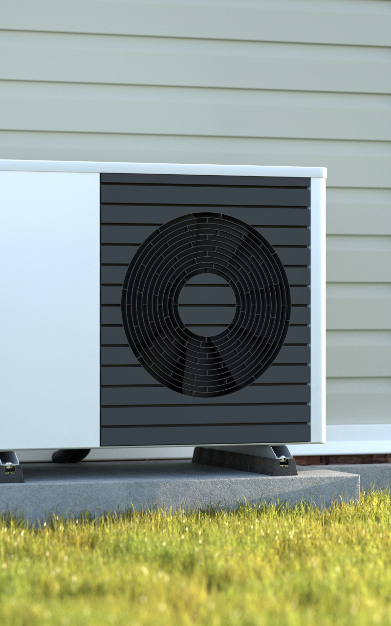 An air source heat pump unit outside a UK home