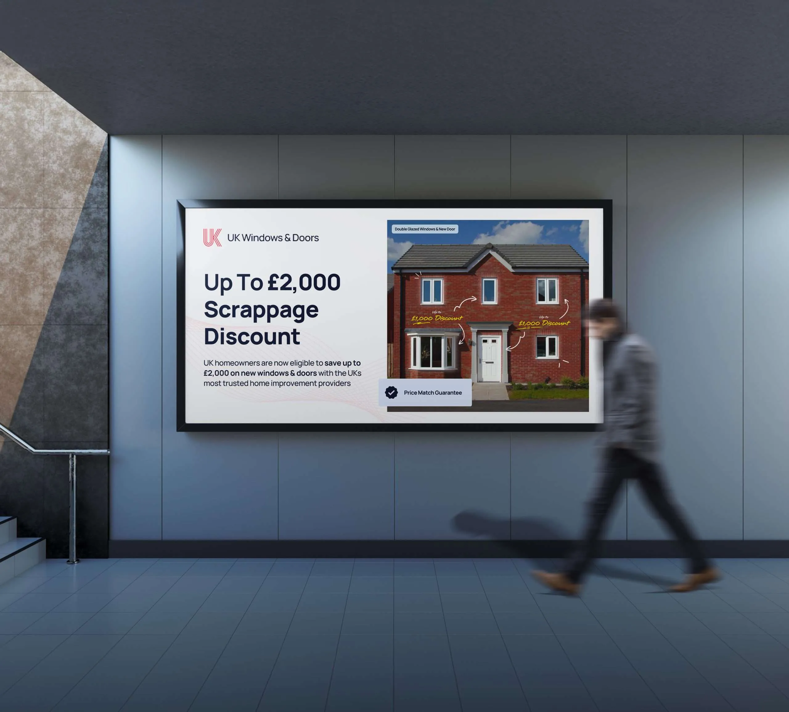 A branded Lead Pronto windows and doors campaign billboard