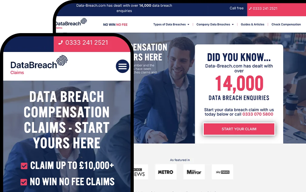 The Data Breach Claims lead generation asset built by Lead Pronto