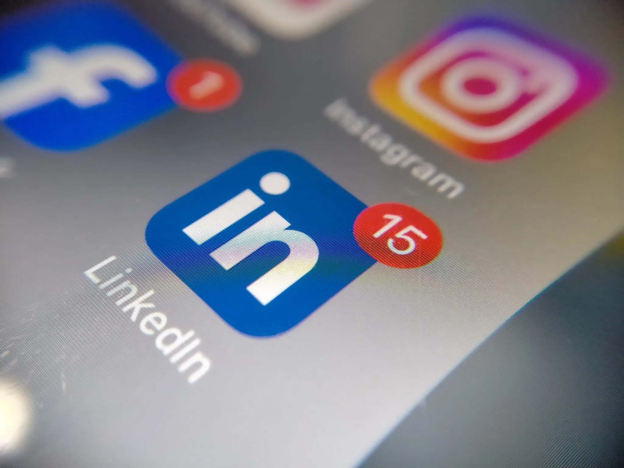 The LinkedIn app icon on a phone home screen