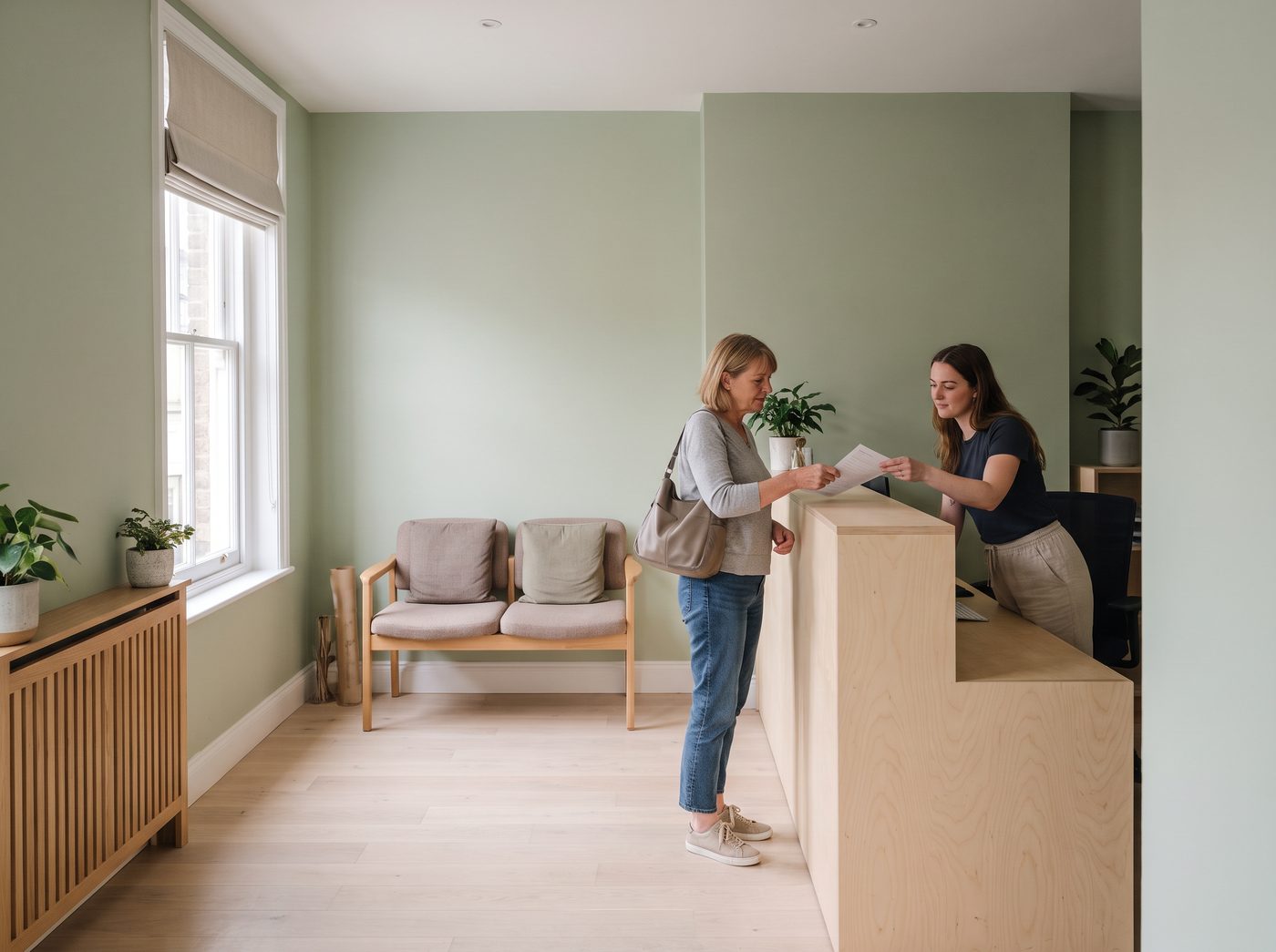 The reception of a private healthcare clinic
