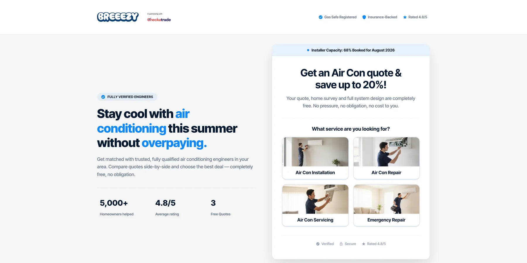Breeezy, our own air conditioning quote comparison brand