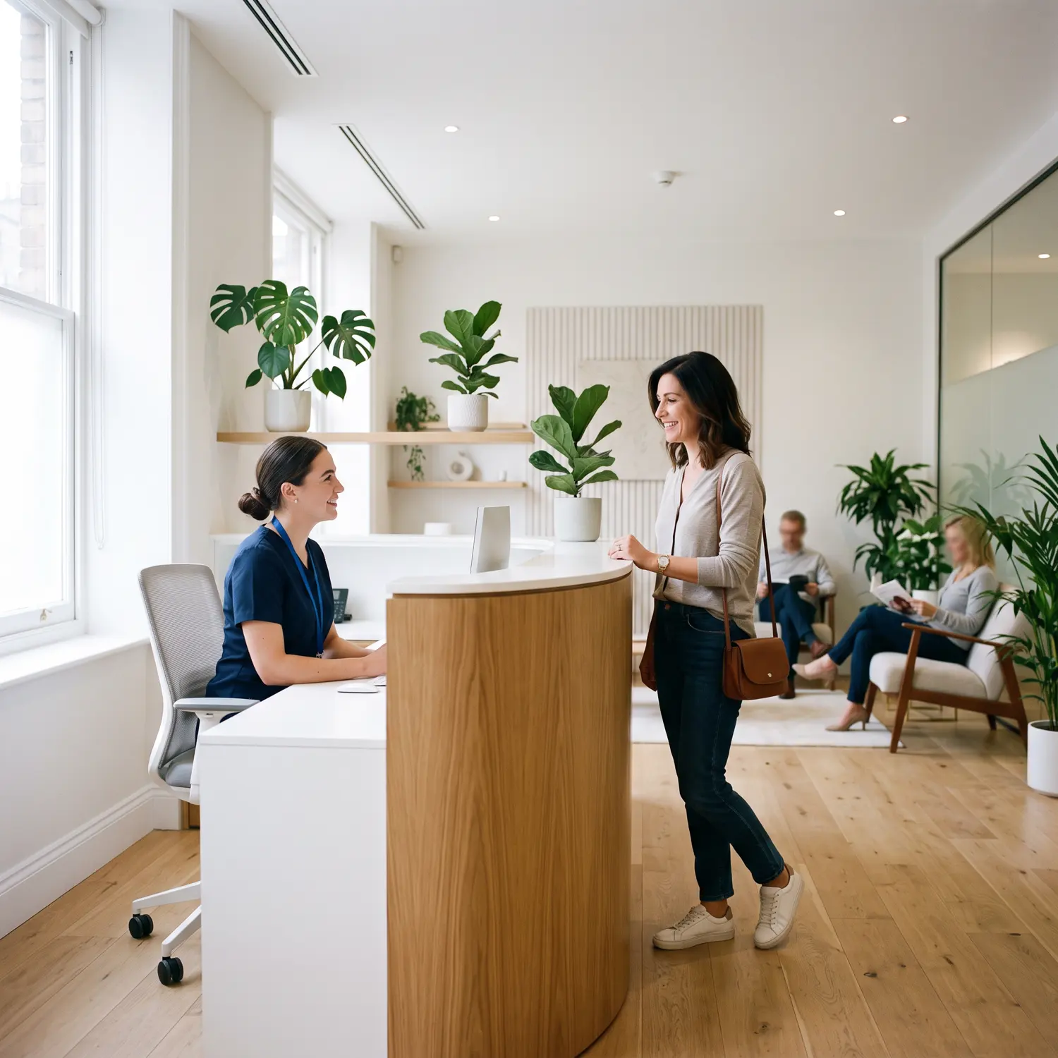 The reception of a modern private UK cosmetic clinic