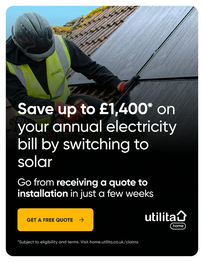 Utilita Home static ad: save up to £1,400 a year by switching to solar