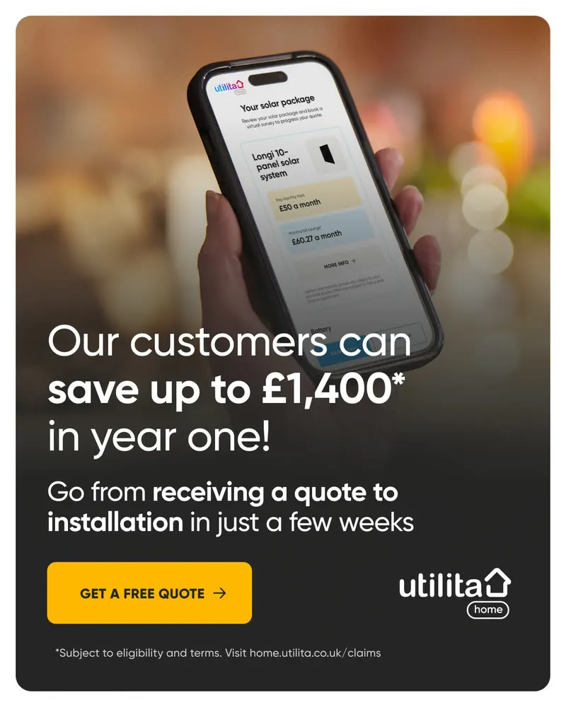 Utilita Home static ad: start your solar quote today