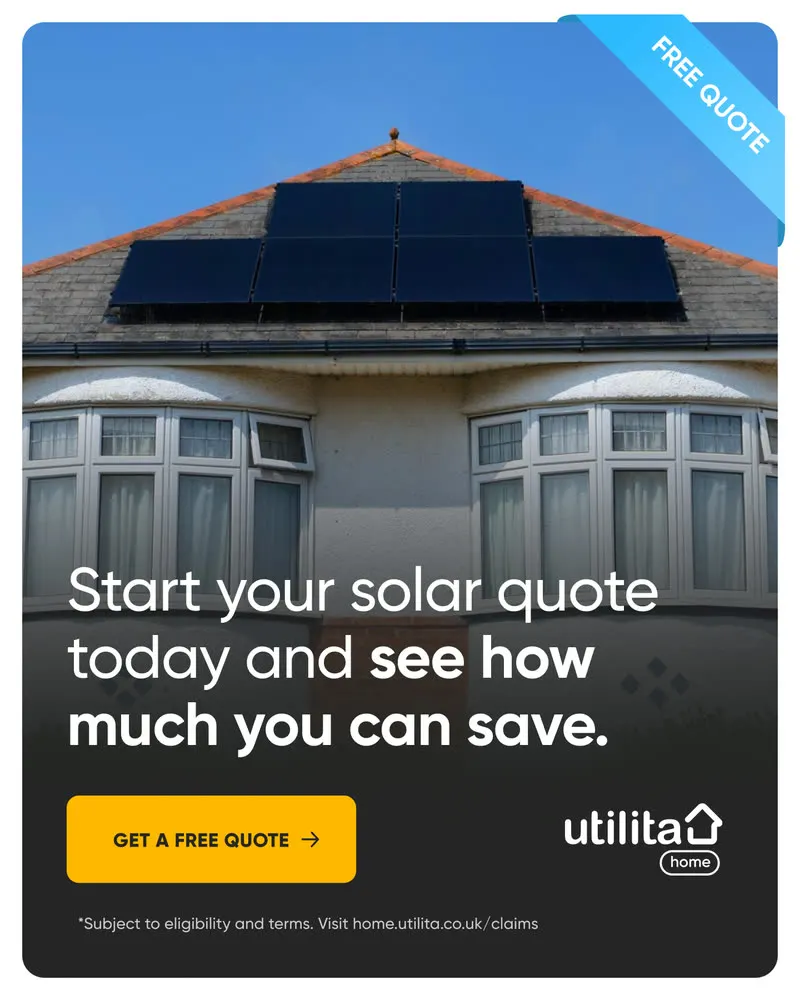 Utilita Home static ad: all-inclusive solar finance from £50 a month