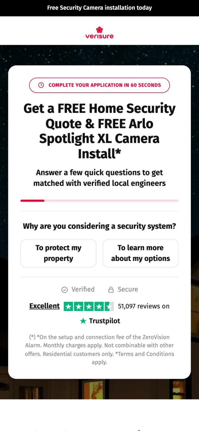 Custom Verisure landing page designed and built by Lead Pronto